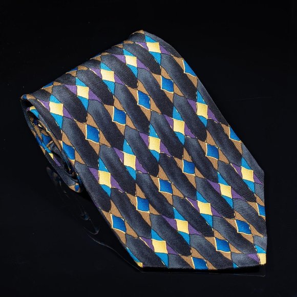Jerry Garcia Black Blue Abstract Silk Tie "Lady With Argyle Socks" Collection 14 - Picture 2 of 5